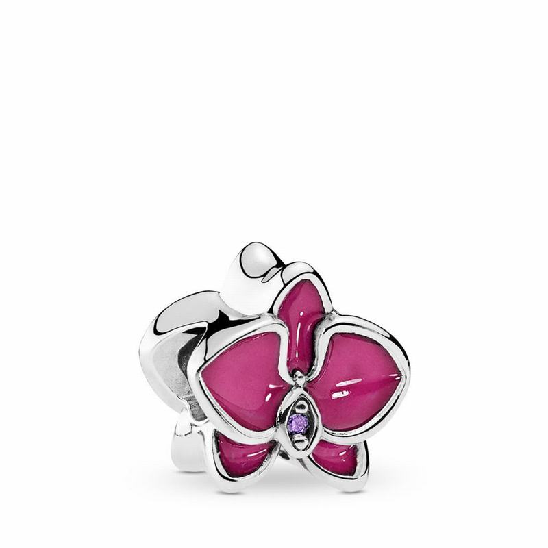 Pandora Orchid Charm - Sterling Silver/Enamel/Pink/Cubic Zirconia - Canada | XZ7080PC